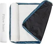 Dog Bed Covers Replacement Washable, Soft Plush Waterproof Dog Bed Cover with Zipper and Removable Built-in Orthopedic Pillow, 44x32x4Inches, Cover Only with Pillow – Blue, Extra Large