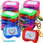 24 Pack Mini Magnetic Drawing Board for Kids, Small Magnetic Doodle Board Set Backpack Keychain Clip Drawing Board, Erasable Sketch and Painting Pad for Party Favor, Boys and Girls(6 Colors)