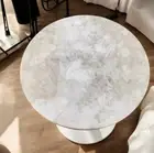 21" White Quartz Stone Round Coffee Table Handmade Living Room Sofa Table Decors