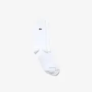 [Lacoste] Men's Cotton Blend High Cut Socks, White, 8