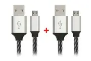 2-Pack Nylon Braided micro-USB Data Charging Cable, Silver