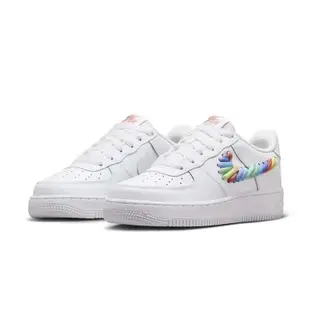 NIKE AIR FORCE 1 LOW GS Rainbow Swoosh 彩虹編織 白 女鞋 FQ4948-100