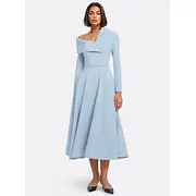 A-Line Cocktail Dresses Formal Wedding Guest Ankle Length Long Sleeve One Shoulder Pink Dress Stretch Crepe with Shawl 2025