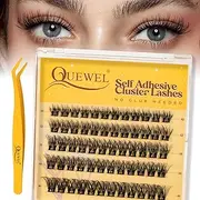 QUEWEL Self Adhesive Eyelashes Kit, Press On Lashes Pre Glued Eyelash Clusters Self Stick Cluster Lashes No Glue No Remover Needed DIY Lash Extension Kit for Beginners (ZJMJ-01)