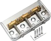 Musiclily Ultra 54mm(2-1/8 inch) String Spacing Full Solid Aluminum Short Plate with Brass Compensated 3-Saddle Vintage Tele Style Bridge, Chrome