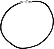 [DragonWeave] Extra Thick 4mm Wide Black Leather Cord Silver Plated Mens Necklace - Any Length