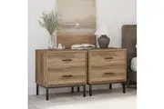 Cosmoliving 2 Drawer Bedside Table with Dresser Set of 2 | Modern Style for Your Bedroom