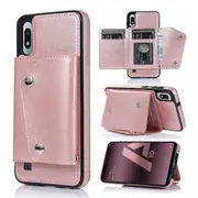 For Samsung A10E Wallet Back Cover, PU Leather Case With Card Holder Phone Case - Pink