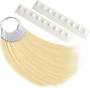 [MEckily] 30 Pcs Human Hair Swatches Testing Color Samples for Salon Color Rings Free 2 Swatch Holders (8 inch Light Blonde)
