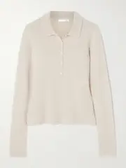 [Skin] Skin - Penelope Cashmere Polo Top - Cream - large large Cream
