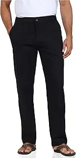 [Soojun] Men's Casual Linen Blend Relaxed Fit Straight Legs Elastic Waist Pants