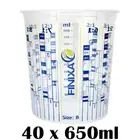 40 x 650ml Paint mixing cup measuring cups. Calibrated with 10 mix ratios & ml
