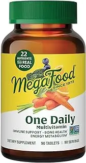 MegaFood One Daily Multivitamin - Multivitamin for Women and Men - with Real Food - Immune Support Supplement -Vitamin C & Vitamin B - Bone Health - Energy Metabolism - Vegetarian, Non-GMO - 90 Tabs