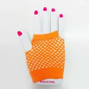 Orange Fishnet Gloves (Short)