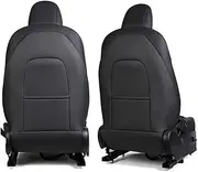 STAMOO Upgraded Leather Seat Back Kick Waterproof Scratchproof Protector Tesla Model 3 Y Backseat Mats for Kids - Extra Organizer Pocket Interior Accessories (Black A)