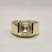 Square Wedding Ring For Men's Asscher Cut Moissanite Wide Band Ring For Father's