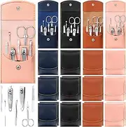 Lasnten 24 Set Manicure Set Bulk Nail Clippers Grooming Nail Kit Stainless Steel Professional Pedicure Kit Pedicure Tools with Travel Case Gifts for Men Women Personal(7 in 1,Fresh Colors)
