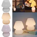 Mushroom Table Lamp Glass LED USB Night Lights Modern Nightstand Bedside pazxT