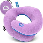 BCOZZY Kids Travel Pillow, Patented Neck & Chin Design That Keeps Childs Head from Bobbing, with New Fastening Feature, Provides Complete Head Support for Comfortable Sleep On The Go. Child, Lilac