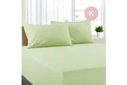 King Size Pistachio Color Poly Cotton Fitted Sheet + Pillowcase