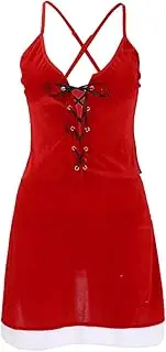 [Generic] And Lingerie Robe for Women Sexy Santa Costume For Women V Neck Velvet Christmas Lingerie For Women Happy Lace Dress Lingerie