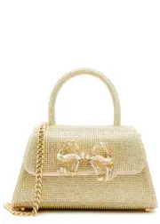 Self-portrait The Bow Bag Mini Embellished top Handle bag - Peach One Size