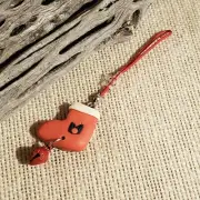 Handcrafted Fimo Clay Red Stocking Christmas Zipper Pull