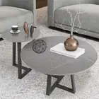 Round Modern Marble Nesting Coffee Set of 2, Stacking Living Room Accent Tables