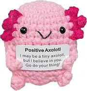 Positive Axolotl Crochet - Emotional Support Axolotl Plush | Axolotl Crocheted Plush, Creative Unique Axolotl Crochet Toy, Hand-Knitted Doll for Women Friends Adult