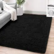 Fluffy Black 8x10 Area Rug for Living Room, Large Shag Rugs for Bedroom, Non