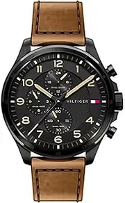 [Tommy Hilfiger] Axel Brown Calfskin Black Dial Men's Watch