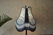 Lampshade dome blue velvet hand-stitched table lampshade floor lampshade