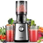 Cold Press Juicer Machines, 4.25'' Large Feed Chute Masticating Slow Juicer F...