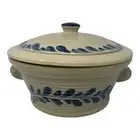 Cracker Barrel Made from Scratch 2 Qt Covered Casserole Dish 2 pc Blue Leaves