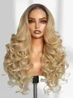 613 Blonde Ombre Synthetic Lace Front Wigs Glueless Loose Wave Body Wig Pre C...