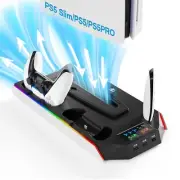 PS5 Cooling Station PS5 Pro Stand Vertical and Turbo Fan with Dual Charging S...