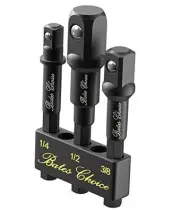 Bates Impact Socket Adapter Set, 3 PCS, 1/4", 3/8" and 1/2", With 3 pcs Black