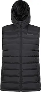 [Mountain Warehouse] Seasons Mens Hooded Padded Gilet - Water-resistant Isotherm Sleeveless Jacket with Side Pockets - Spring Summer, Camping, Outdoors, Travelling & Hiking Black XL, Black, XL
