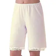Women Lingerie Pajamas Short Pants Satin Pettipants Snip-it Culottes Slips Bloomers Beige M