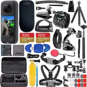 Insta360 X3 - Waterproof 360 Camera + 2x 64GB Cards + 50 Piece Accessory Bundle