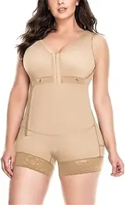 [Generic] Women Postpartum Charming Curves Weight Loss Body Shaper Front Closure Zipper Bodysuit Post Liposuction Post Op Surgery