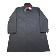 Hugo Boss Relaxed-Fit Black Coat Mens Medium Rain Repellant Wind Overcoat $445