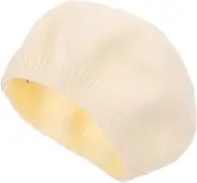 [COMPUKAS] Beret Hat Stylish and Warm Outdoor Beret for Months Lightweight Knitted Cap Milk Comfortable Day Wear for Boys Beige