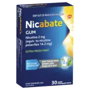 Nicabate Gum Nicotine 2mg 30 pieces - Extra Fresh Mint Regular Strength