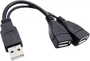 Y Cable USB Port Splitter - High-Speed USB Splitter Cable for Car Audio, Keyboard, External Drive | USB Female to Male Adapter for Data Transfer, Charging, Printer, Laptop Connection, Plug and Play