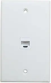 (CAT6PL-WH) - 1 Port Ethernet Wall Plate - ESYLink Cat6 Ethernet Cable Wall Plate Female to Female - White