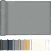 HENG FENG Balcony Privacy Screen, 100 x 300 cm, 160 g/m² PES UV Protection, Balcony Cladding, Balcony Cover, Weatherproof, with Cable Ties, Light Grey