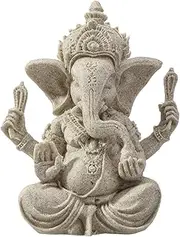 ROSENICE Elephant Statue Sculpture Sandstone Ganesha Buddha Handmade Figurine