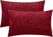 HWY 50 Dark Red Burgundy Lumbar Throw Pillow Covers 12x20 Inch for Couch Sofa Living Room Bed, Cashmere Soft Comfortable Decorative Rectangle Throw Pillows Case Set Cushion Cover Pack of 2