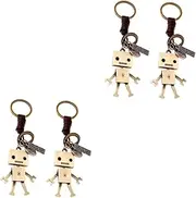 [OATIPHO] 2sets Unique Key Pendant Robot Shaped Key Ring Creative Bag Ornament Retro Keychain 2pcs*2